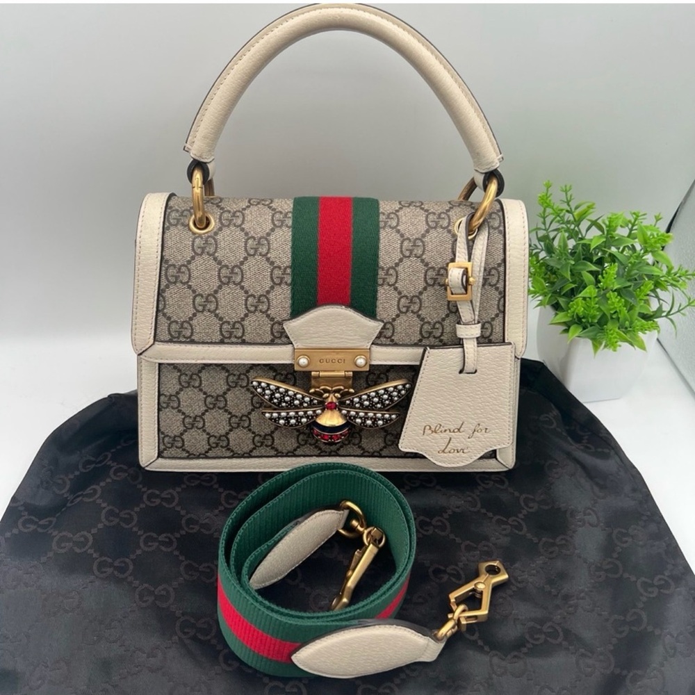 Authentic Gucci Queen Margaret Top Handle GG Coated Canvas shoulder bag with COA